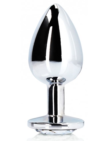 Bijou anal Round Gem M 7 x 3.3 cm Silver-Transparent