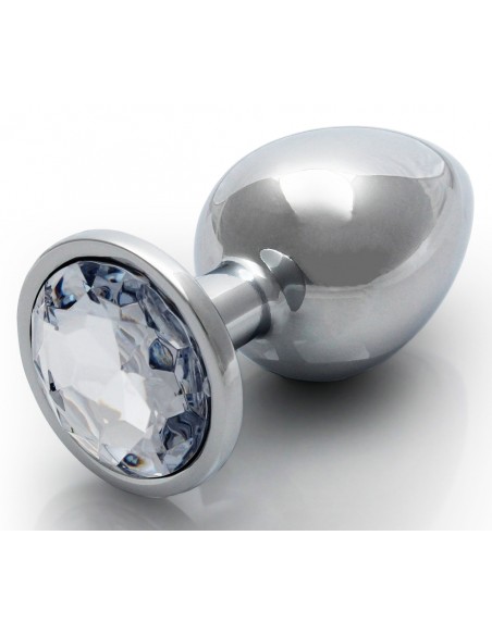 Bijou anal Round Gem M 7 x 3.3 cm Silver-Transparent
