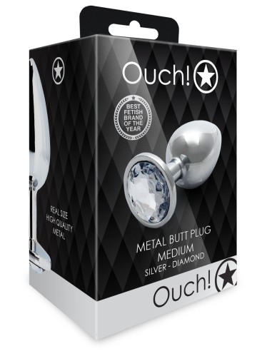 Bijou anal Round Gem M 7 x 3.3 cm Silver-Transparent