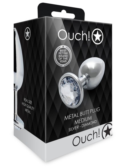 Bijou anal Round Gem M 7 x 3.3 cm Silver-Transparent