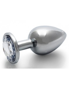 Bijou Anal Round Gem L 8 x 4cm Argenté Transparent | FetishXplore