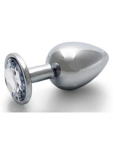 Bijou Anal Round Gem L 8 x 4cm Argenté Transparent | FetishXplore