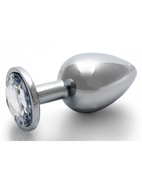 Bijou Anal Round Gem L 8 x 4cm Argenté Transparent | FetishXplore