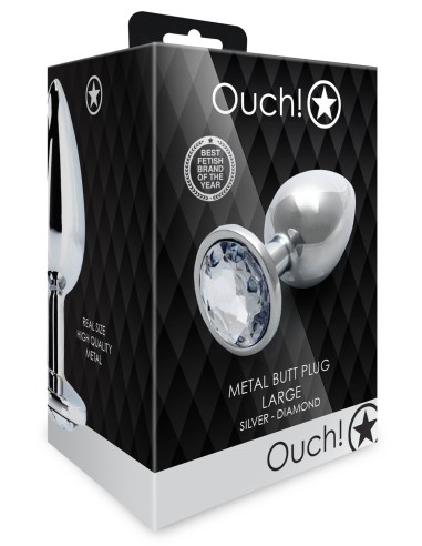Bijou Anal Round Gem L 8 x 4cm Argenté Transparent | FetishXplore