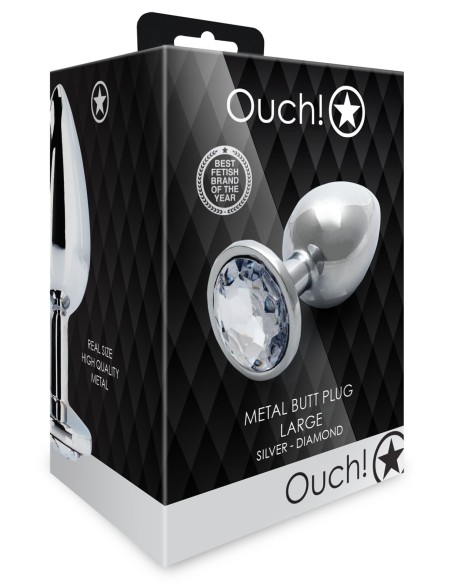 Bijou Anal Round Gem L 8 x 4cm Argenté Transparent | FetishXplore