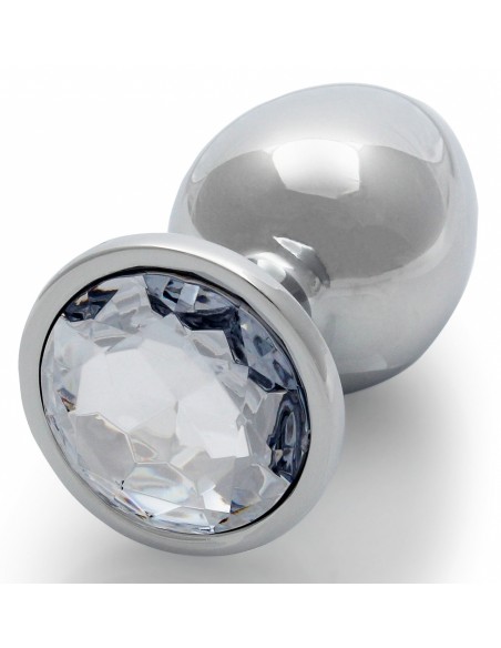 Bijou Anal Round Gem L 8 x 4cm Argenté Transparent | FetishXplore