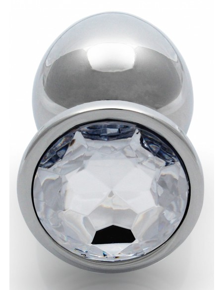 Bijou Anal Round Gem L 8 x 4cm Argenté Transparent | FetishXplore