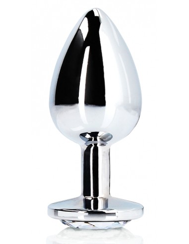 Bijou Anal Round Gem L 8 x 4cm Argenté Transparent | FetishXplore