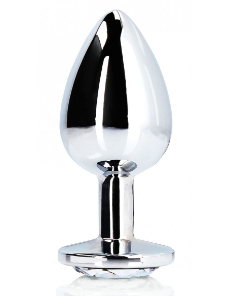 Bijou Anal Round Gem L 8 x 4cm Argenté Transparent | FetishXplore