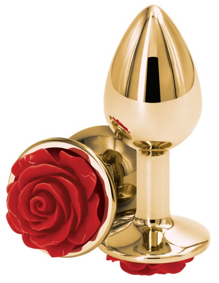 Plug Bijou Rear S 6 x 2.7cm Doré & Rouge | FetishXplore