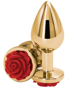 Plug Bijou Rear M 7 x 3.4cm Doré & Rouge | FetishXplore