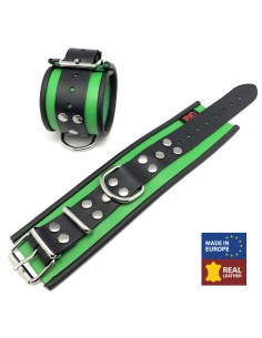 Leather handcuff - Green/ Black
