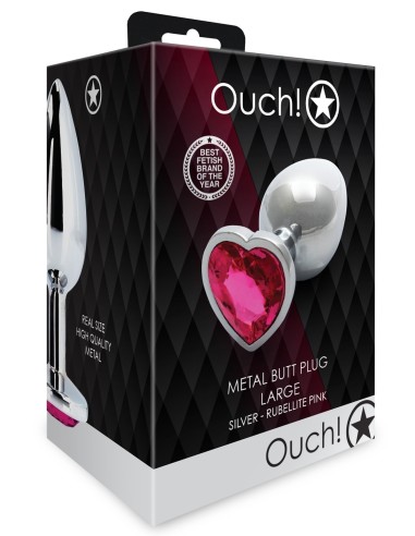 Bijou Anal Heart Gem L 8 x 4cm Argenté-Rose | FetishXplore