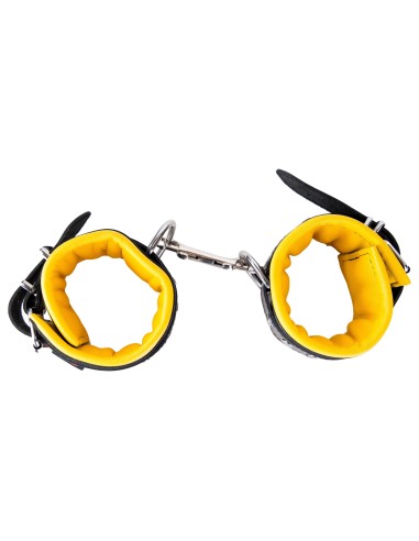Leather Foot Cuff - Padded - Black/Yellow