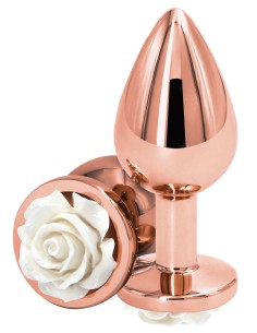 Plug Bijou Rear M 7 x 3.4cm Rose & Fleur Blanche | FetishXplore