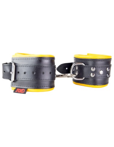 Leather Foot Cuff - Padded - Black/Yellow