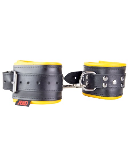 Leather Foot Cuff - Padded - Black/Yellow