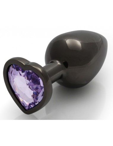 Plug Bijou Heart Gem M 7 x 3.3cm Noir & Violet Ouch! | FetishXplore