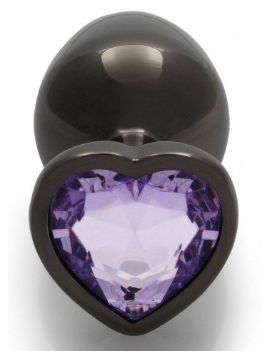 Plug Bijou Heart Gem M 7 x 3.3cm Noir & Violet Ouch! | FetishXplore