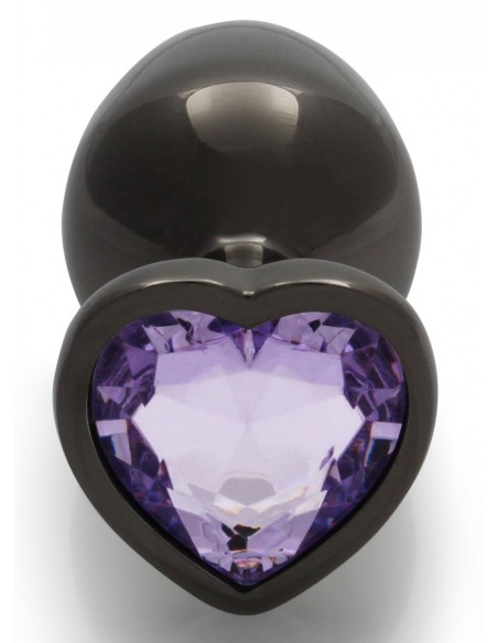 Plug Bijou Heart Gem M 7 x 3.3cm Noir & Violet Ouch! | FetishXplore