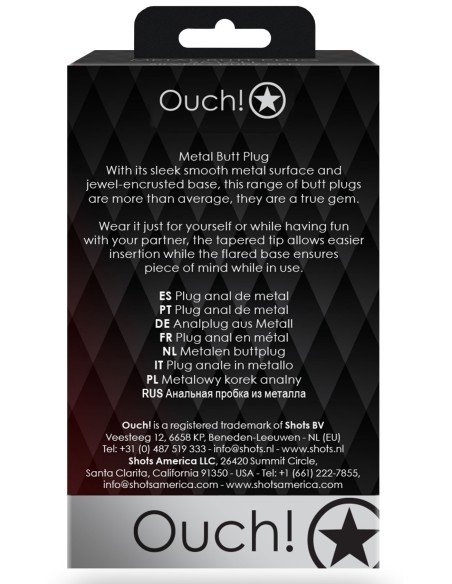 Plug Bijou Heart Gem M 7 x 3.3cm Noir & Violet Ouch! | FetishXplore