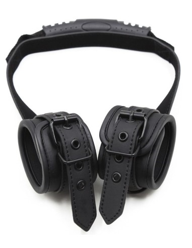 Black handcuffs with a handle