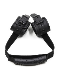 Menottes Noires Poignée Cuir BDSM - Kinky Puppy | FetishXplore 2