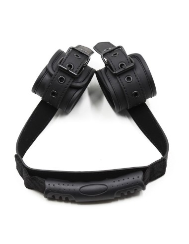 Black handcuffs with a handle