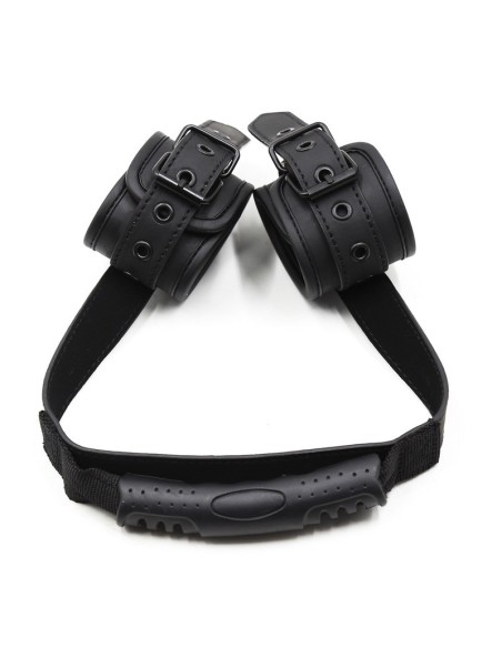 Black handcuffs with a handle