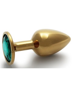 Plug Bijou Round Gem S 6 x 2.6cm Doré & Vert Ouch! | FetishXplore
