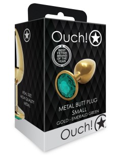 Plug Bijou Round Gem S 6 x 2.6cm Doré & Vert Ouch! | FetishXplore 2