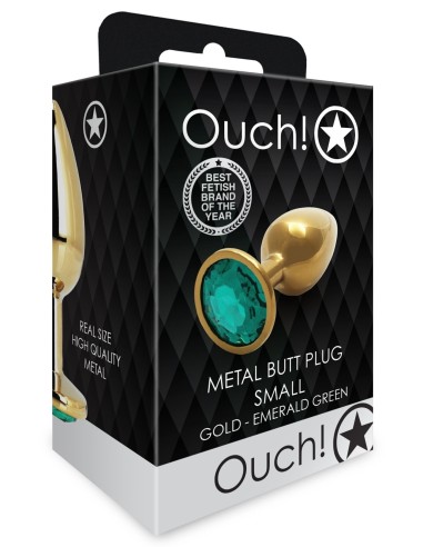 Bijou anal Round Gem S 6 x 2.6 cm Gold-Green