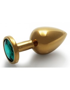 Plug Bijou Round Gem M 7 x 3.3cm Doré & Vert Ouch! | FetishXplore