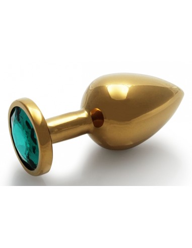 Plug Bijou Round Gem M 7 x 3.3cm Doré & Vert Ouch! | FetishXplore