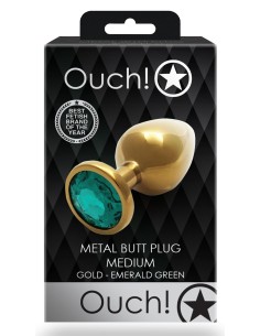 Plug Bijou Round Gem M 7 x 3.3cm Doré & Vert Ouch! | FetishXplore 2