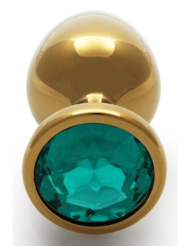 Plug Bijou Round Gem M 7 x 3.3cm Doré & Vert Ouch! | FetishXplore