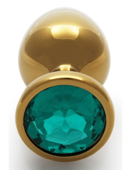 Plug Bijou Round Gem M 7 x 3.3cm Doré & Vert Ouch! | FetishXplore
