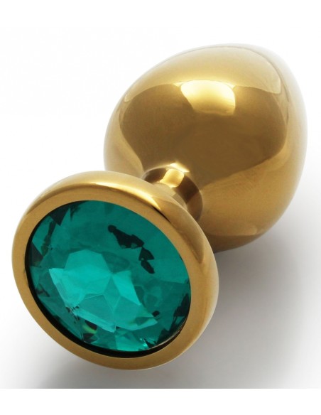Plug Bijou Round Gem M 7 x 3.3cm Doré & Vert Ouch! | FetishXplore