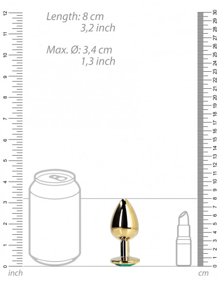 Plug Bijou Round Gem M 7 x 3.3cm Doré & Vert Ouch! | FetishXplore