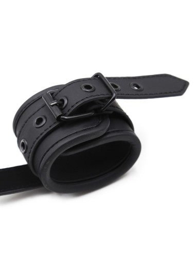 Black handcuffs with a handle