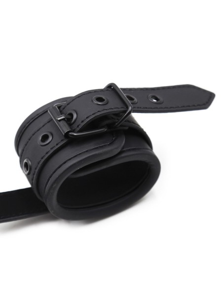 Black handcuffs with a handle