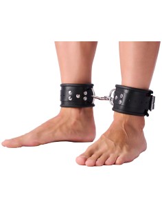 Menottes Cuir Chevilles Noir BDSM - The Red | FetishXplore