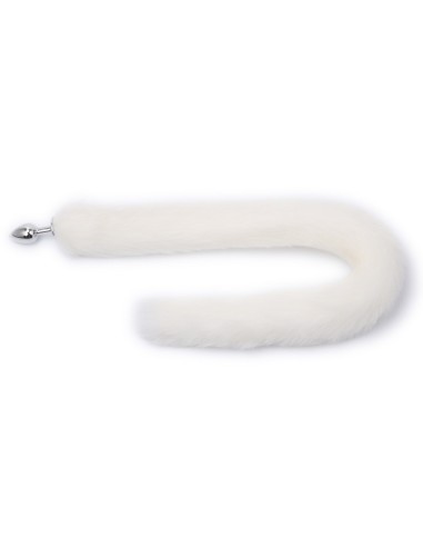 Plug avec Queue Fourrure 7 x 3.4cm Blanc | FetishXplore