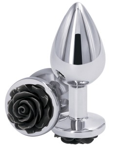 Plug Bijou Rear M 7 x 3.4cm Argenté & Rose Noire | FetishXplore