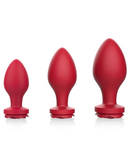 Lot de 3 Plugs Bijou Rosa Roses Rouge | FetishXplore