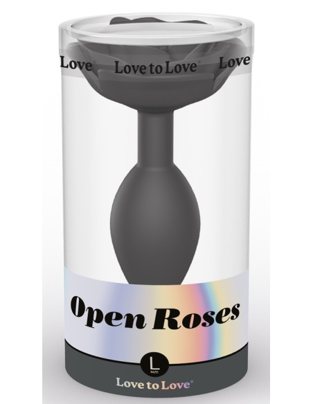 Jewel anal plug Open Roses L 9 x 3.8cm Black