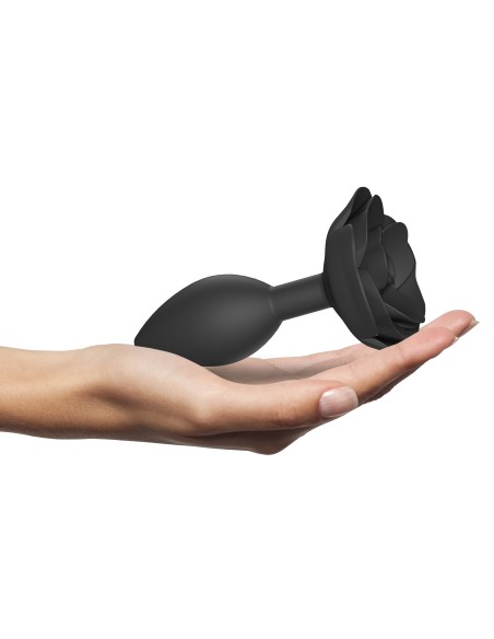 Jewel anal plug Open Roses L 9 x 3.8cm Black