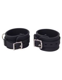 Menottes Chevilles Silicone Deluxe Noir BDSM - Kiotos | FetishXplore