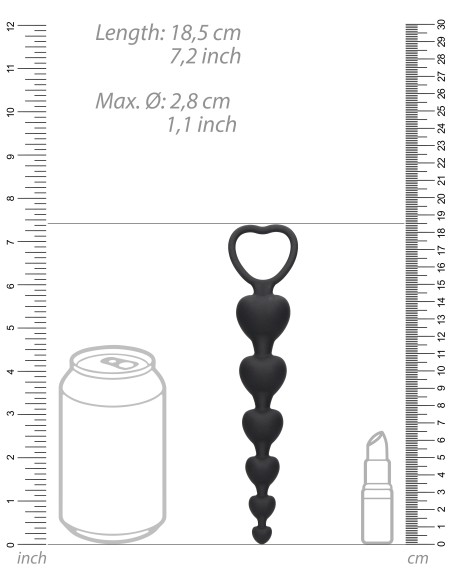 Chapelet Silicone Anal Heart 15 x 3,2 cm | FetishXplore