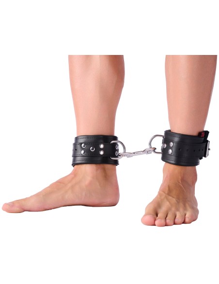 Menottes Rembourrées en Cuir pour Chevilles Noir | FetishXplore